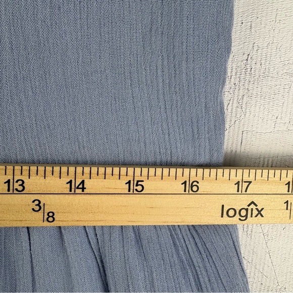 Blue Rain Women’s Mini Sleeveless Dress Blue and White Crocheted Lace Bodice L - Picture 4 of 6